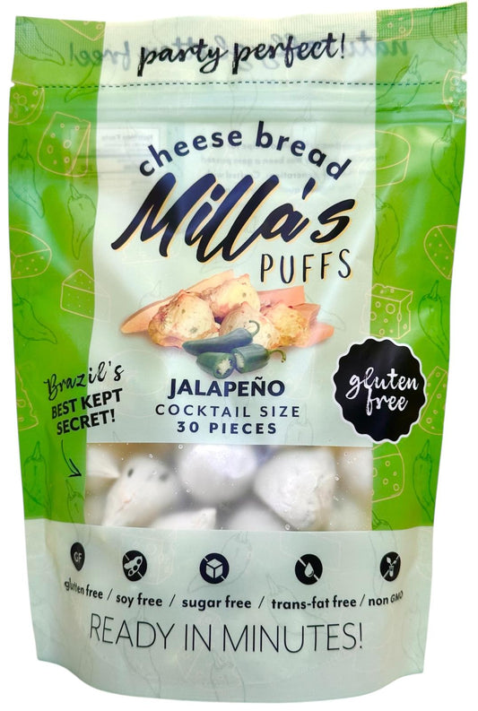 Milla's Puffs Gluten Free Brazilian Cheese Bread-Jalapeño / Cocktail Size - FREEZER TO OVEN