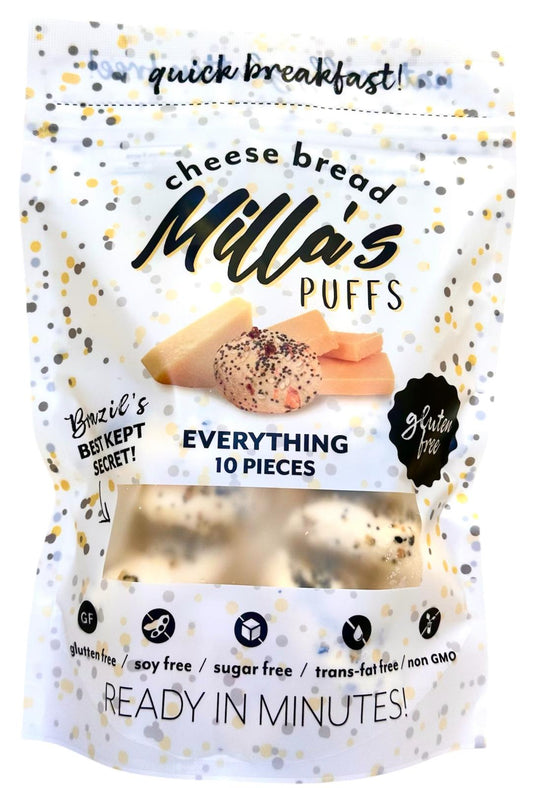 NEW! Milla's Puffs Gluten Free Brazilian Cheese Bread- Everything roll - FREEZER TO OVEN (Copy)