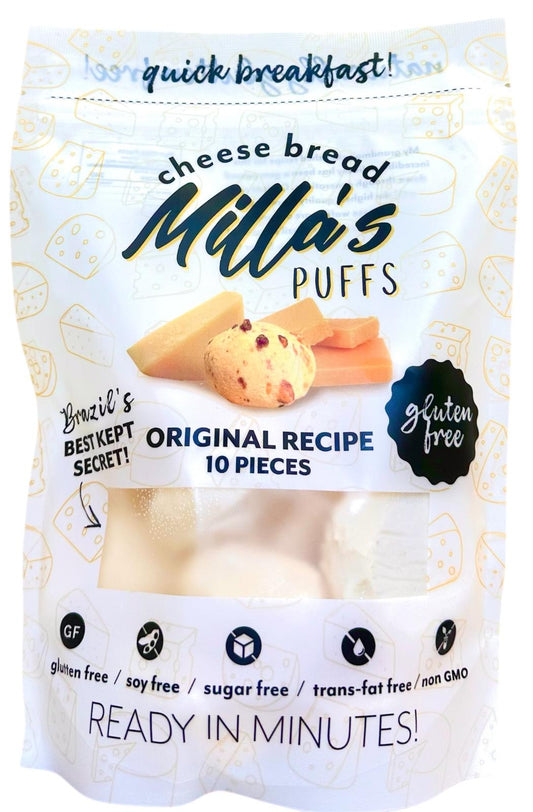 Milla's Puffs Gluten Free Brazilian Cheese Bread-Original Dinner Roll - FREEZER TO OVEN