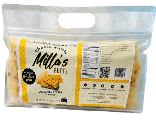 NEW! Milla's Puffs Gluten Free Cheese Waffle - FREEZER TO TOASTER