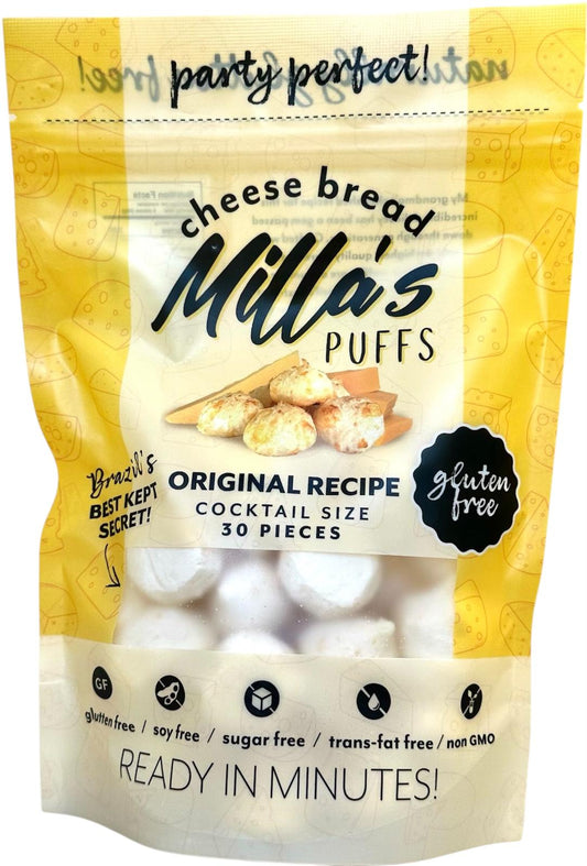 Milla's Puffs Gluten Free Brazilian Cheese Bread-Classic Flavor/Cocktail Size - FREEZER TO OVEN