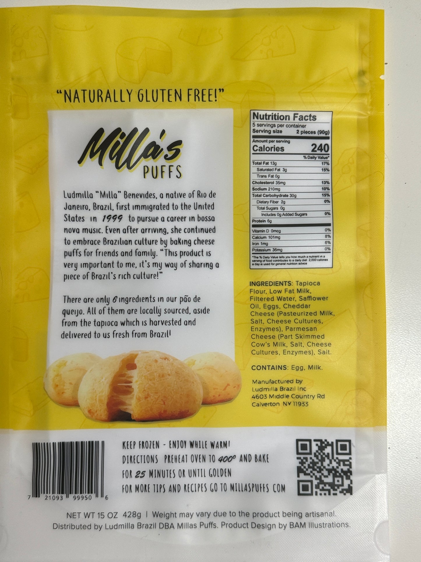 Milla's Puffs Gluten Free Brazilian Cheese Bread-Original Dinner Roll